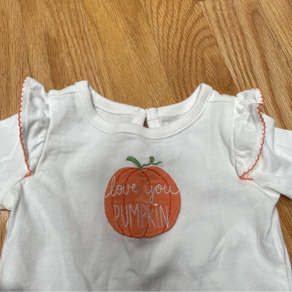 Gymboree pumpkin ruffled long sleeve two piece orange/white set size 0-3 months - Picture 8 of 11